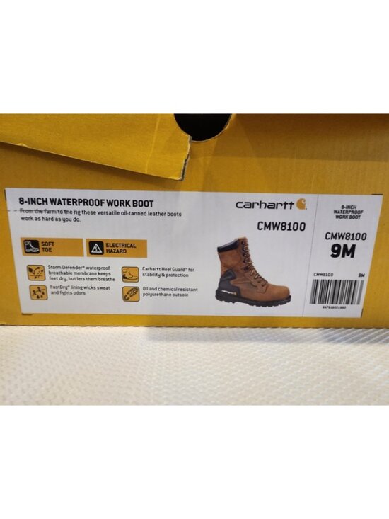 NIB~Men\'s~CARHARTT~Brown~CMW8100~Non Slip~Soft Toe~Waterproof~Work BOOTS~Sz 9M main image 14